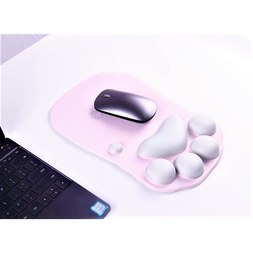 Cute Cat Paw Mouse Pad with Wrist Support Cushion - Soft Silicon Wrist Rest Mousepad Ergonomic Computer Mouse Pads (Pink)