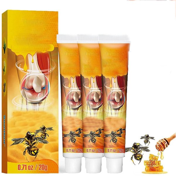 TPTAL 3PCS Beevenom New Zealand Bee Venom Professional Gel,Bee Venom Cream New Zealand,Propolis Professional Gel Joint Cream of Neck,Knee,Shoulder,Waist,Leg