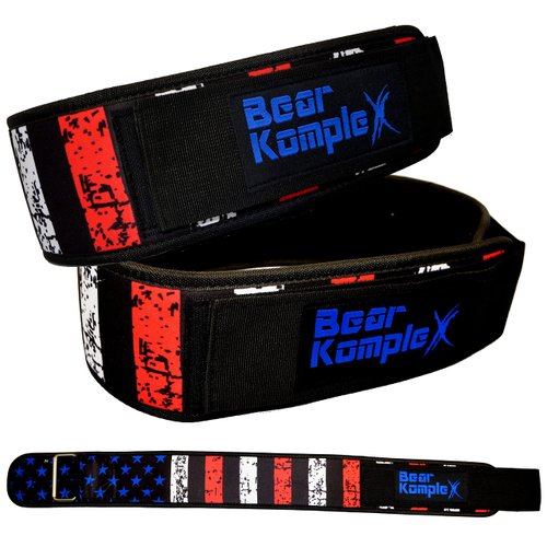 Bear KompleX 4" Straight Weightlifting Belt for Powerlifting, Squats, Weight Training and More. Low Profile with Super Firm Back for Maximum Stability & Exceptional Comfort. Straight Star XL