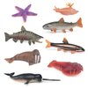 Fantarea Ocean Sea Animal Figures Model Playsets 8 PCS Salmon Walrus Narwhal Starfish Slug Figurine Party Favors Supplies Cake Toppers Decoration Gifts Collection Toys for Kids Boys Girls