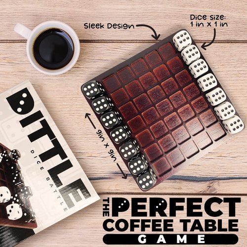 Dittle - Dice Battle | 2 Player Dice Games for Adults | Adult Board Games for 2 Players | Best Two Player Games for Adults | 2 Person Wooden Coffee Table Games | Bar Games for Adults Indoor Tabletop