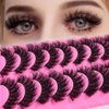 Emotao False Eyelashes Natural Cat Eye Lashes Lightweight 10 Pairs C Curl Wispy Eyelashes Curly 3D Faux Mink Eyelashes Pack (Cat Eye D02)