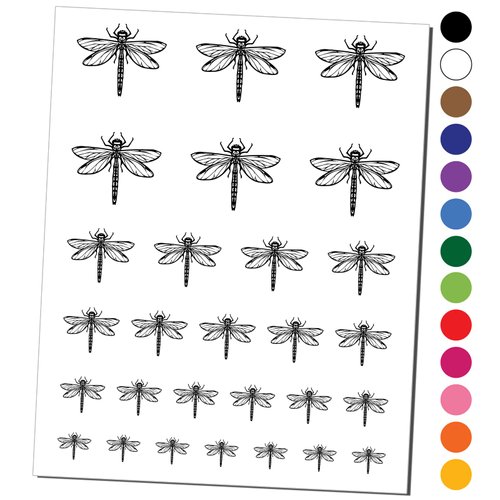 Detailed Dragonfly Insect Darter Darner Temporary Tattoo Water Resistant Fake Body Art Set Collection - Light Blue (One Sheet)