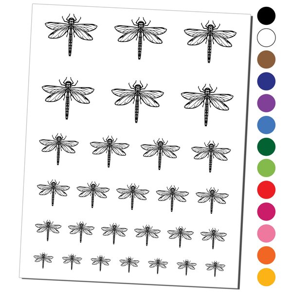 Detailed Dragonfly Insect Darter Darner Temporary Tattoo Water Resistant Fake Body Art Set Collection - Light Blue (One Sheet)