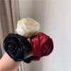 Rosojodg Hair Ties, 2Pcs Red Wine Vintage Rose Flower Silk Satin Scrunchies Hair Band Ponytail Holders, Hair Accessories for Women Girls