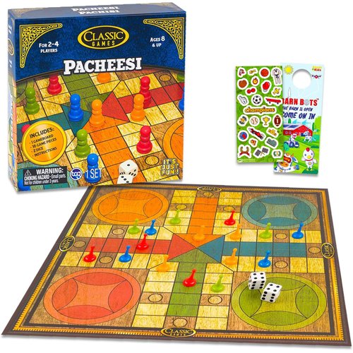 Parcheesi Board Game Set - Family Game Night Bundle with Original Parcheesi, Stickers, More | Multiplayer Board Game Pack