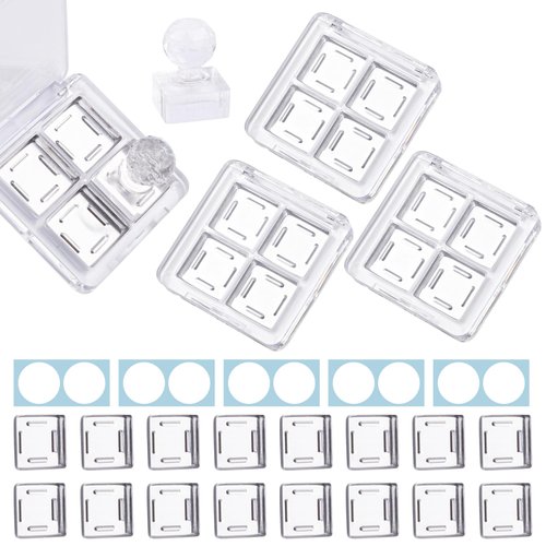 Framendino, 4 Sets Acrylic Empty Eye Shadow Pallet 4 Grids Eye Shadow Storage Case with Acrylic Seal for DIY Craft