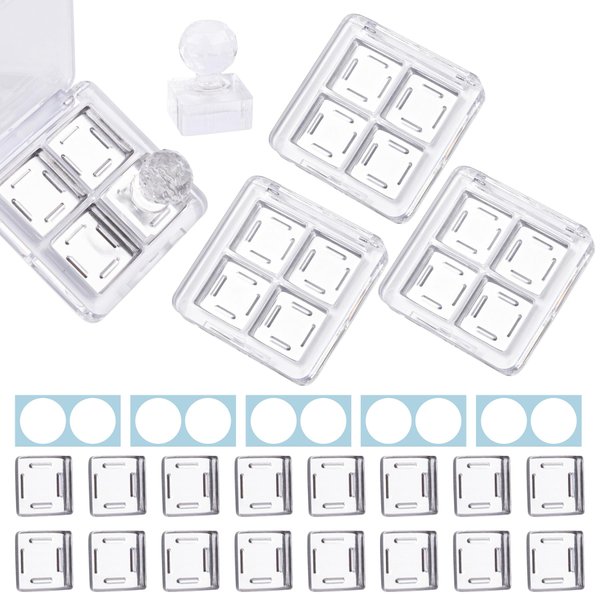 Framendino, 4 Sets Acrylic Empty Eye Shadow Pallet 4 Grids Eye Shadow Storage Case with Acrylic Seal for DIY Craft