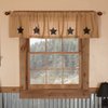 VHC Brands Burlap Natural with Black Stars Primitive 16"x72" Valance Tan Rod Pocket Stenciled Cotton Kitchen Window Curtains