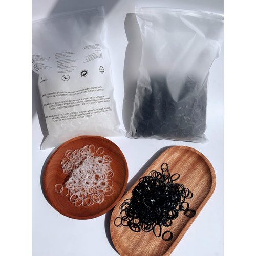 Lemeilleur 4000pcs Hair Elastics Rubber Bands, Clear Black Elastic Hair Ties Toddlers Girls Baby Hair Elastics Mini Small Braids Rubber Bands (Black & Clear)