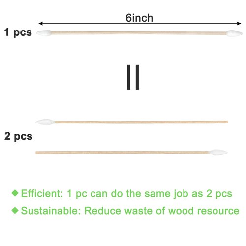 6" Long Cotton Swabs With Double Tips, 200 Pcs (200 pcs - double pointed tips)