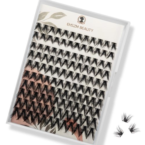 Cat Eye,10mm,12mm,14mm,16mm(10-16mm) C Curl Lash Clusters,Mega Individual lash Extensions,Lightweight,Easy to Apply, Natural,Volume Wispy Look,EHSZM BEAUTY(Lori)