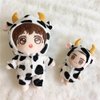 niannyyhouse 6in/15cm Plush Doll Clothes Coat + Shorts 2-Piece Set Cow Clothes Black and White Sweater Pajamas (15cm)