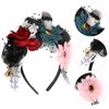 Beavorty 1Pcs Day of the Dead Flower Crown Halloween Skull Headband Mexican Floral Headpiece Floral Crown Rose Headband for Women and Girls