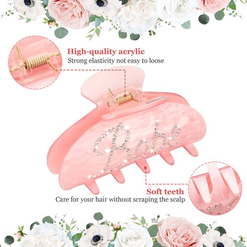 8 Pcs Rhinestone Hair Clips - Acrylic Bridal Shower and Wedding Accessories for Bride and Bridesmaids