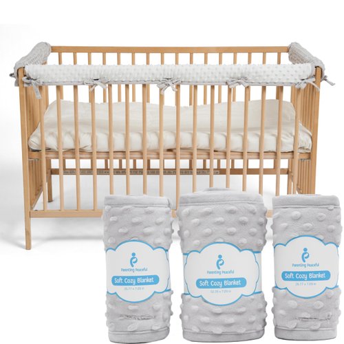 Peaceful Parenting Blanket with Teether for Baby Bed - Baby Security Blanket - Teething Blanket for Babies - Blanket with Ribbon - Toddler Bed Safety Chewing Blanket - Baby Necessities