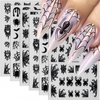 8 Sheets Spider Nail Art Stickers, Halloween Nail Decals 3D Self-Adhesive Black White Spider Web and Spider Design Nail Sticker Halloween Acrylic Nail Art Decoration for Women Holiday Nail Charm