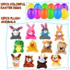 CAMIRUS 12PCS Easter Eggs Filled with Mini Plush Animal Toys, Cute Stuffed Animals Plush Keychain for Kids Easter Party Favors, Easter Basket Stuffers/Fillers, Egg Hunt
