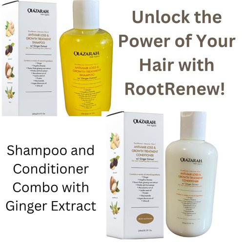 RootRenew Intensive 10-in-1 Anti-Hair Loss & Growth Treatment Conditioner & Shampoo w/Ginger Extract (for: Hair Thickening Men & Women), 16 Fl. oz