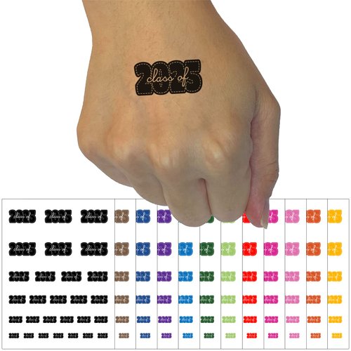 Class of 2025 Bold Year Graduate Graduation School College Temporary Tattoo Water Resistant Fake Body Art Set Collection - White (One Sheet)