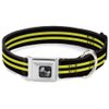 Dog Collar Seatbelt Buckle Stripe Black Yellow 18 to 32 Inches 1.5 Inch Wide