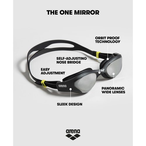 Arena Unisex Adult The One Swim Goggles for Men and Women Watertight Fit Orbit-Proof Seals Anti-Fog Coated Mirror Lens, Blue Gray/Blue Black
