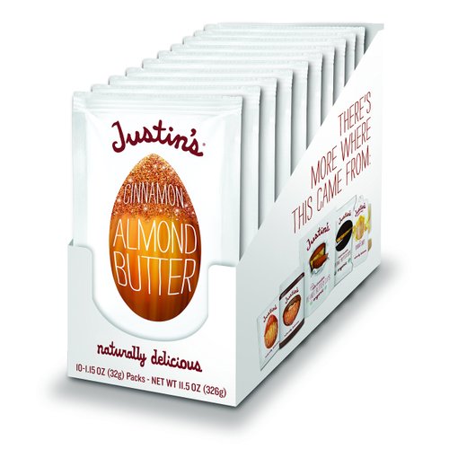 Justin's Cinnamon Almond Butter Squeeze Packs, Gluten-free, Non-GMO, Responsibly Sourced, 11.15 Ounce (Pack of 10)