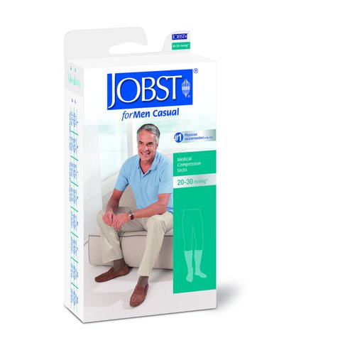 JOBST - 113122 forMen Casual 20-30 mmHg Knee High Compression Socks, Black, Medium Tall