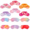 Kajaia 12 Pcs Sleepover Party Favors for Teenager Girl Plush Bow Headbands Tie Dyed Sleep Eye Mask Elastic Hairband Soft Eye Shade for Single Women Pajama Spa Party Supplies Bag Stuffer