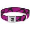 Dog Collar Seatbelt Buckle Giraffe Spots Black Fuchsia 9 to 15 Inches 1.0 Inch Wide