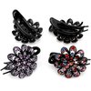4Pcs Rhinestone Hair Claw Clips French Curved Duckbill Hair Clips Crystal Flower Barrettes for Women Girls Thick Long Hair