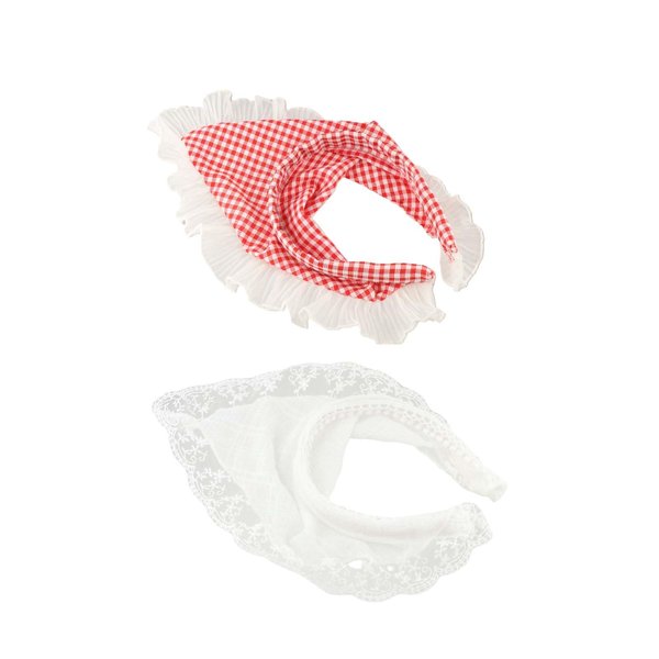GUEDKIKL 2Pcs Lace Triangle Hair Band Strap, Knitted Lattice Hair Scarf Boho Vintage Headbands, Crochet Bandana Daily Hair Bands for Women