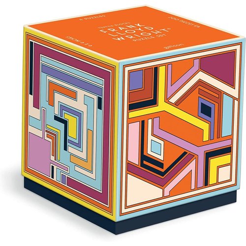 Galison Frank Lloyd Wright Textile – 4 200-Piece Puzzles Block Set with Iconic Geometric Illustrations for Coffee Table Amusement and Décor