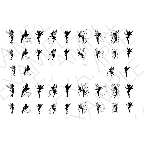 Tinkerbell Fairy Water Nail Art Transfers Stickers Decals - Set of 40 - A1216