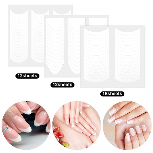 40 Sheets French Manicure Nail Stickers French Nail Tips Guides Self-Adhesive Nail Art Stickers French TipTool Nail Stickers Nail Line Guide for DIY Decoration Stencil Tools