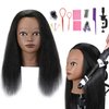 SOPHIRE 16" 100% Real Hair Mannequin Head with stand, Hairdresser Cosmetology Mannequin Manikin Training Practice Doll Head for Braiding Hairstyling - Black