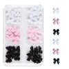 3D Ribbon Bow Nail Charm - Solid Bowknot Nail Art Decorations, White Pink Black Bow Nail Art Charms, Cute Butterfly Nail Accessories for Acrylic Nails, Bling Resin Nail Art Crafts