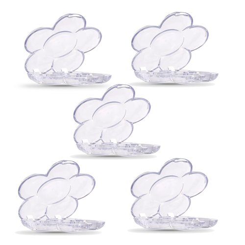 5 Pieces Flower Shape 6 Grids Empty Eyeshadow Tray with Aluminum Palette Refillable Powder Lipstick Cosmetics Container Box for Festivals Party Club Appointment Wedding