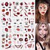 Halloween Face Temporary Tattoos 3D Bleeding Wound Mouth Tattoo Stickers Fake Scar Horror Eyes Spider Web Bullet Joker Tattoos for Adults Kids Makeup Kit for Day of the Dead Cosplay Party 9 Sheets