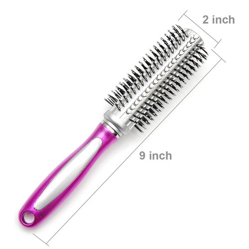 Luxxii (2 Pack) 12 Row Round Curling Hair Brush for Detangling, Hair Drying, Styling, Curling Comb