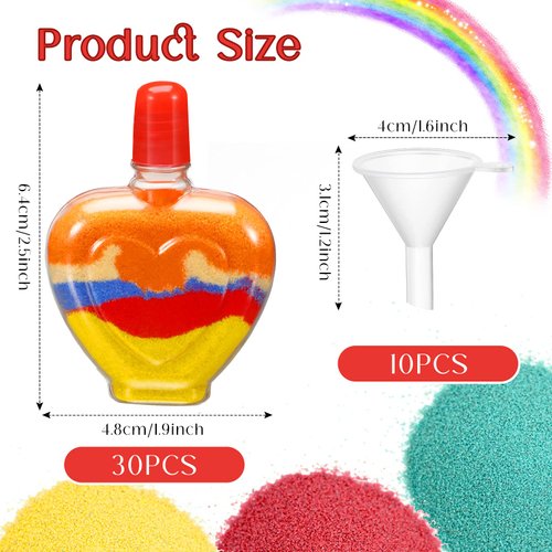 Yinkin Heart Sand Art Bottle Necklaces for Valentine Sand Art Set for Kids Valentine Party Favors DIY Art Activity Group Included 10 Pcs Mini Clear Plastic Funnels, Sand Not Included (50 Sets)