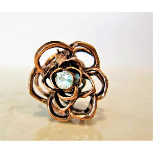Generic Small mini rose gold copper metal flower rose hair claw clip with crystal