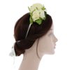 Double Rose Flower Wreath Headband with Ribbon for Women - Ivory