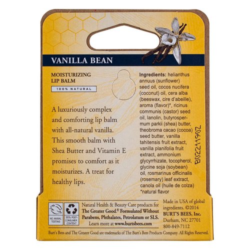 Burts Lip Balm Vanilla Be Size .15z Burts Lip Balm Vanilla Bean (3 Pack)