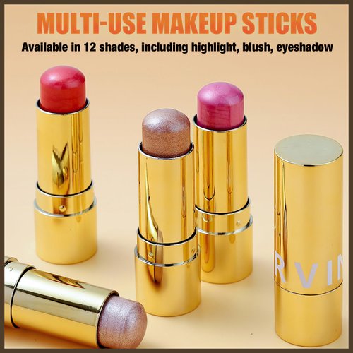 MIELIKKI Cream Highlighter Stick, Contour Stick Makeup, Shades with Eyeshadow Sticks & Blush Sticks, Long Lasting, Waterproof, Shimmer Finish, Highlight #04