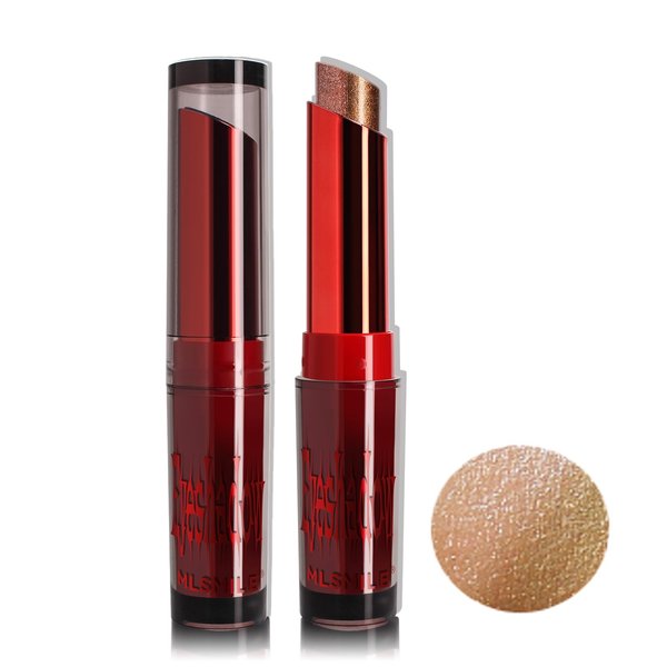 Easilydays Shimmer Metallic Diamond Lipstick, Dual Color Gradient Nude Matte Eyeshadow, Waterproof 24 Hour Long Lasting Waterproof High Pigment Tinted Lip Gloss for Halloween Eye & Lip Makeup, 03#