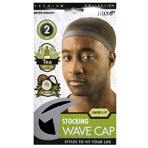 Titan Classic Stocking Wave Cap Elastic Band Black