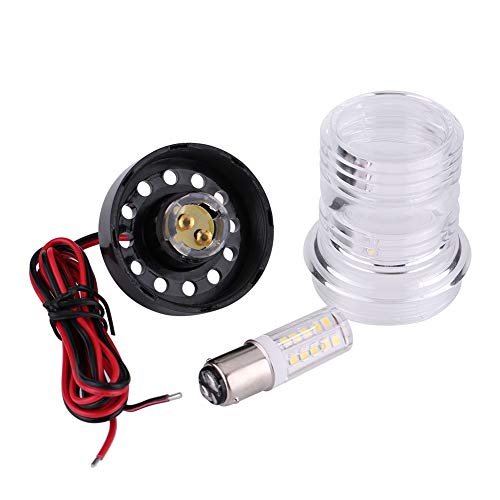 Keenso Marine Boat Anchor Light Yacht Navigation LED Light, All Round 360°12V White Waterproof Round LED Anchor Light Signal Light Lamp Arch Lights Cockpit Lights Portable