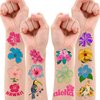 Hibiscus Temporary Tattoos 10 Sheets 100 PCS Flowers Party Decorations Favors Supplies Tropical Hibiscus Theme Birthday Cute Stickers Christmas Gifts for Boys Girls Class School Prizes Carnival