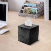 Monarch Abode 19127 Hand Hammered Tissue Box Square Cover Holder and Dispenser, Metal Dresser Accessories for Home and Office Bathroom Decor Vanity, Decorative Tissue Box Holder, Black